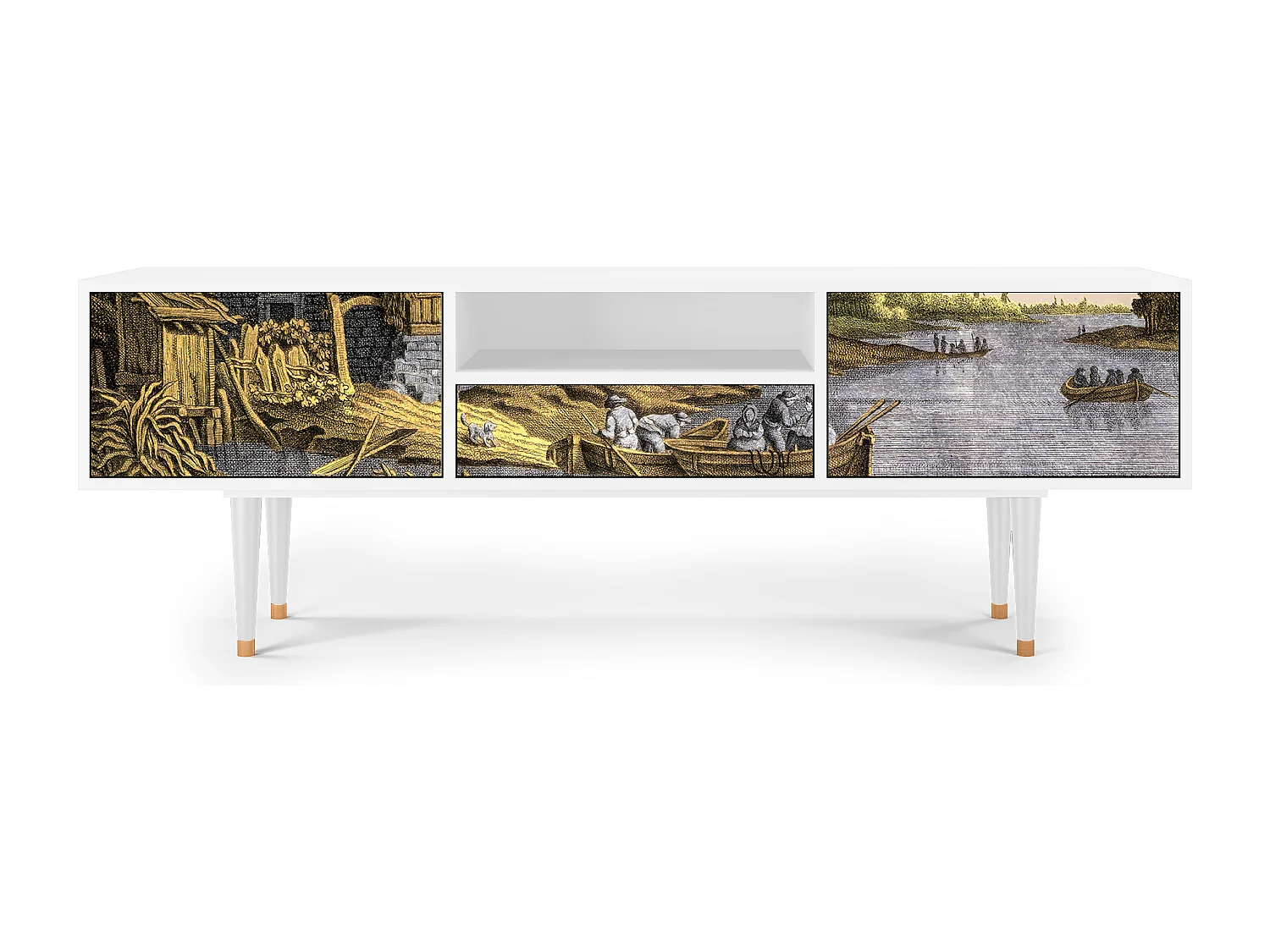 Mobile TV - 170х59х41 cm - T6 - Mill along a River, Bianco