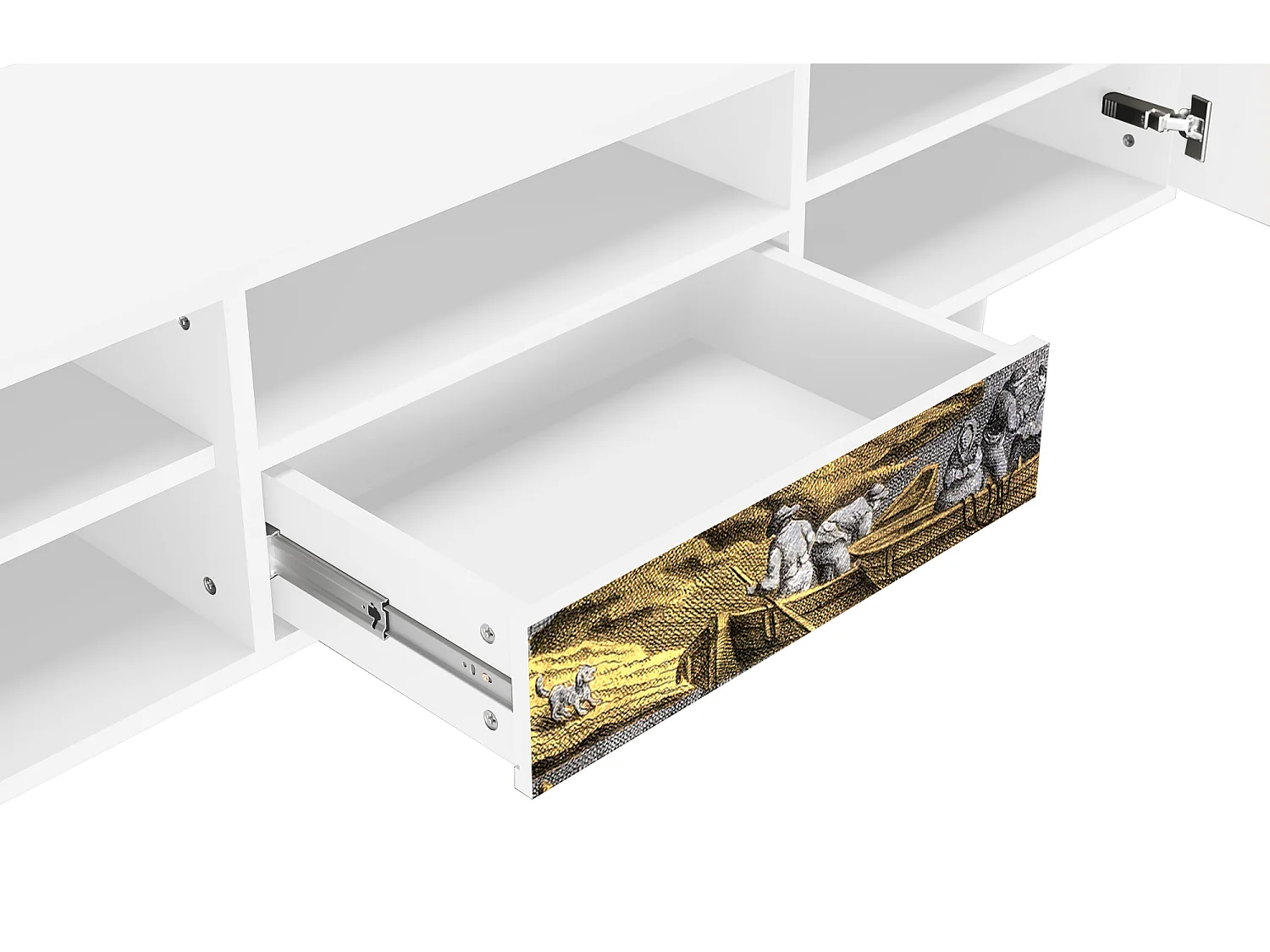 Mobile TV - 170х59х41 cm - T6 - Mill along a River, Bianco