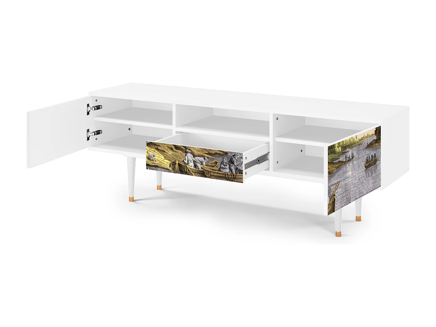 Mobile TV - 170х59х41 cm - T6 - Mill along a River, Bianco