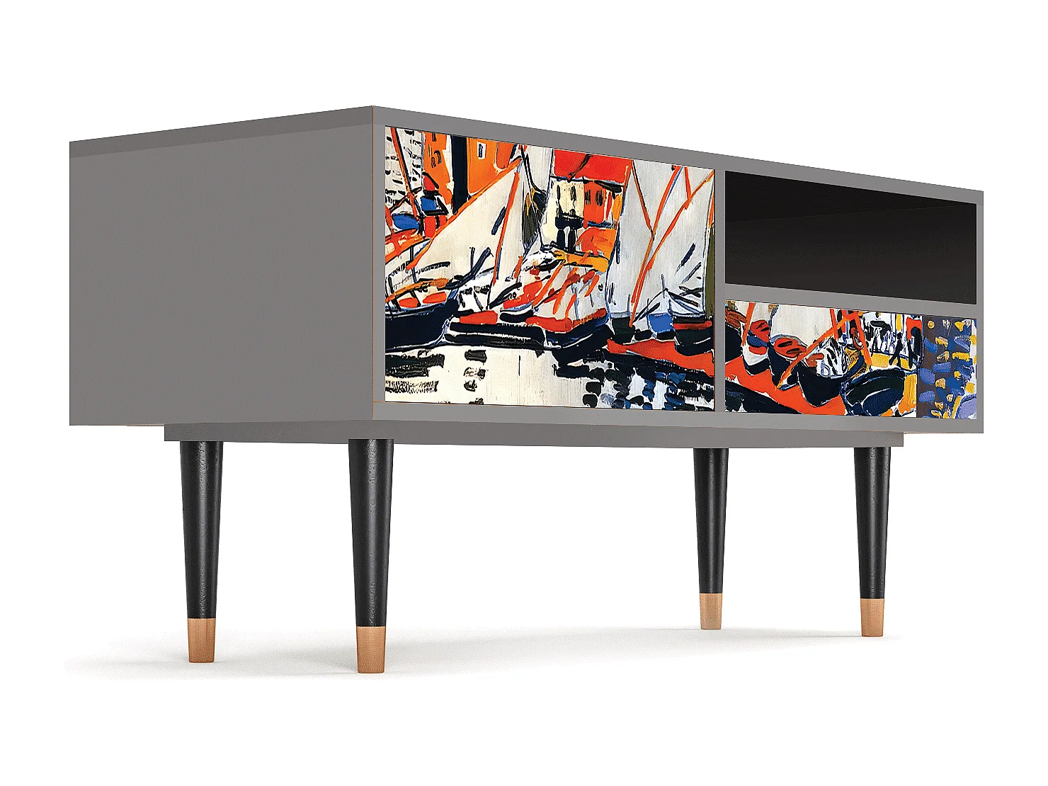 Mueble de TV - 115х59х48 cm - T3 - Le Séchage des voiles , Gris