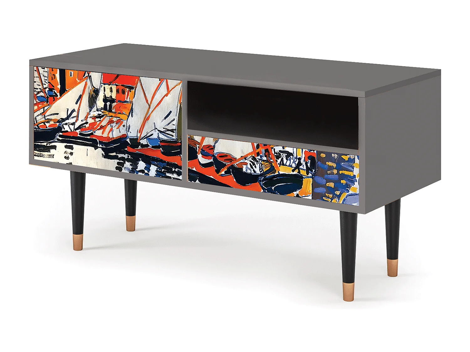 Meuble TV - 115х59х48 cm - T3 - Le Séchage des voiles , Gris