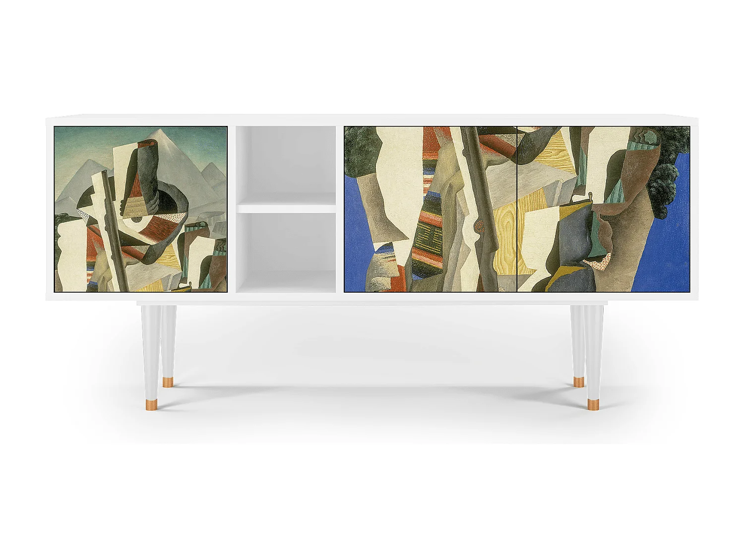 Meuble TV - 150х69х41 cm - T5 - The Cubist Paintings , Blanc