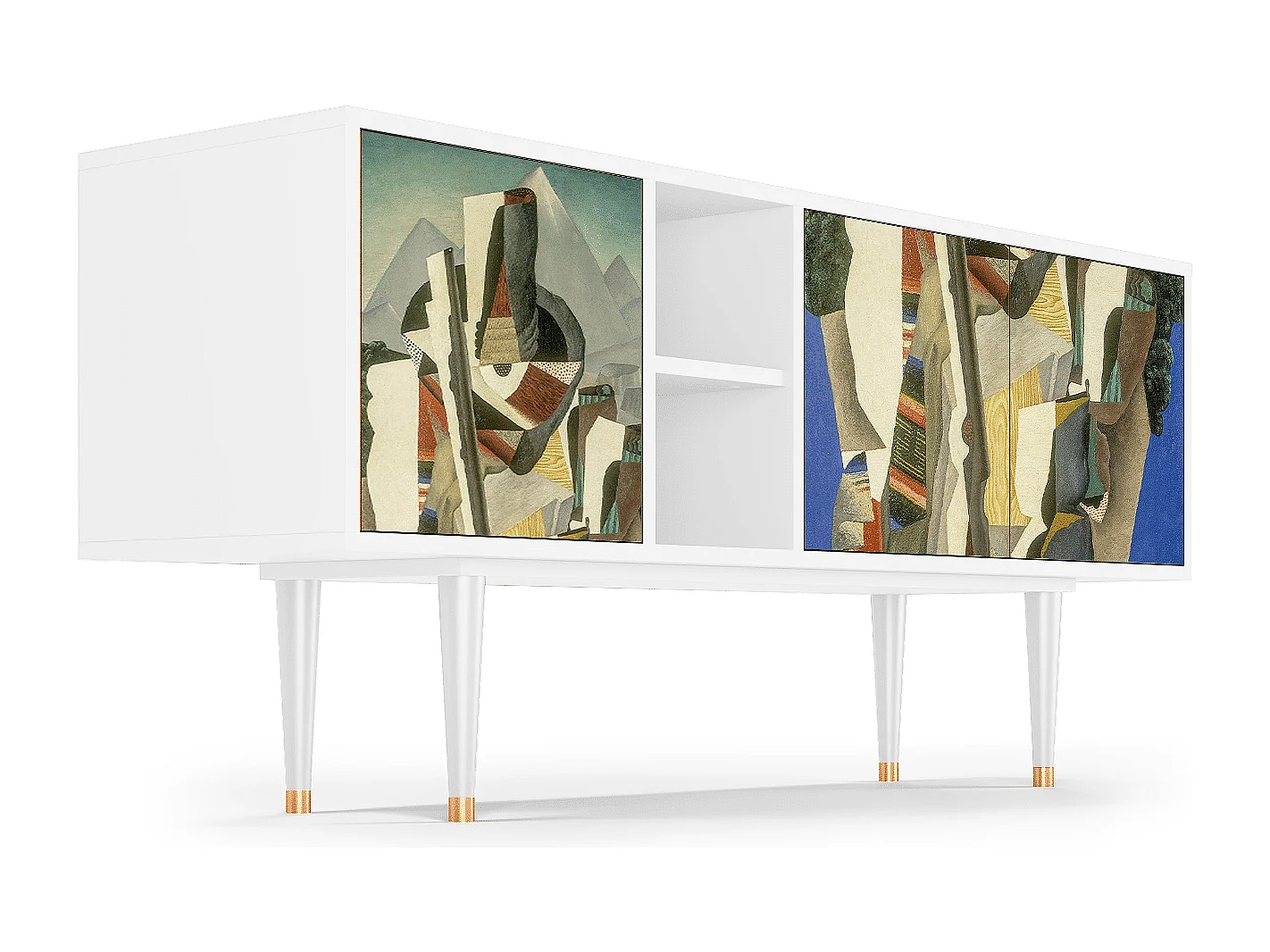 Meuble TV - 150х69х41 cm - T5 - The Cubist Paintings , Blanc