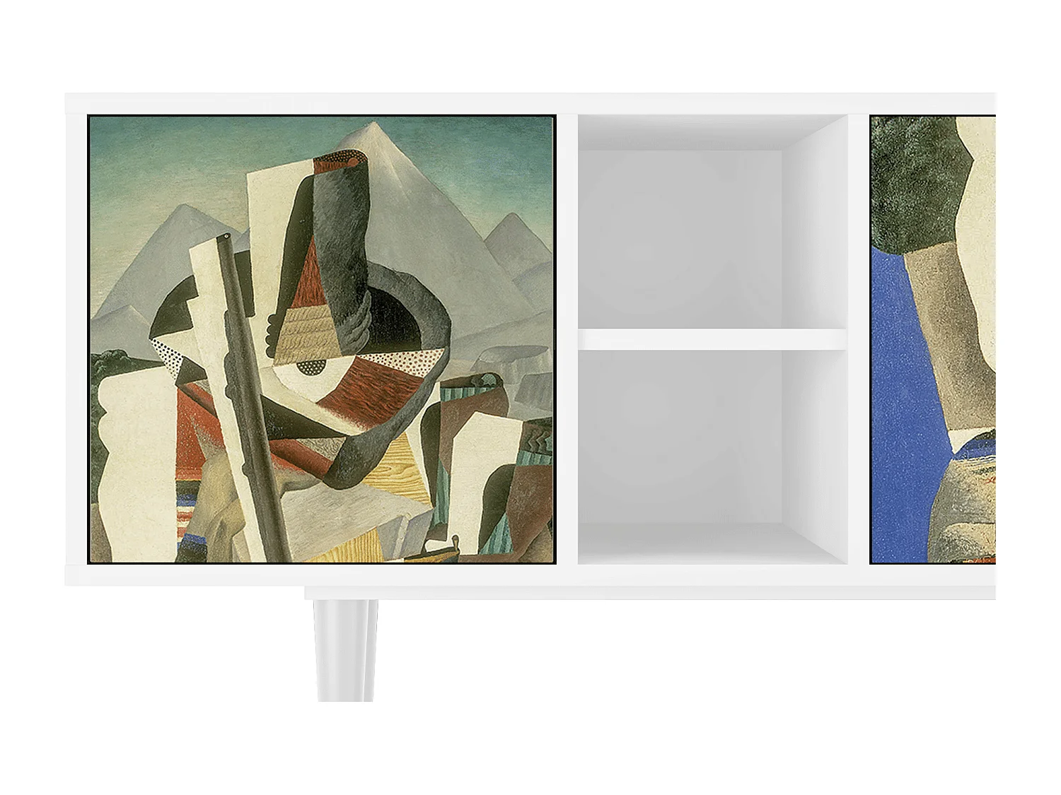 Meuble TV - 150х69х41 cm - T5 - The Cubist Paintings , Blanc