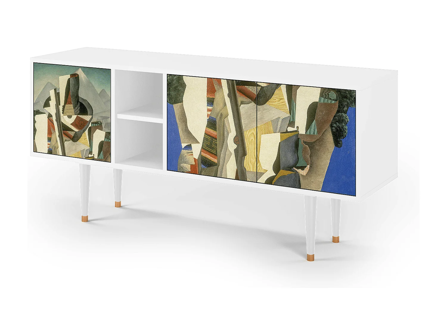 Meuble TV - 150х69х41 cm - T5 - The Cubist Paintings , Blanc