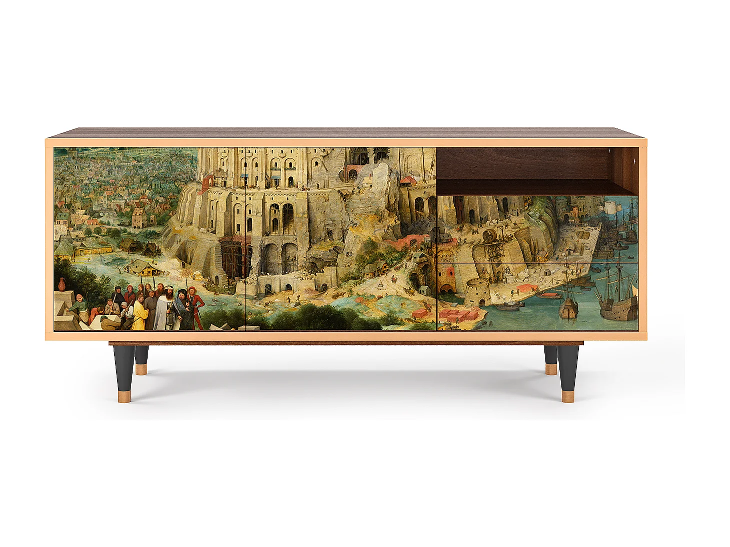 Meuble TV - 125х56х41 cm - T7 - Elder The Tower, Noyer