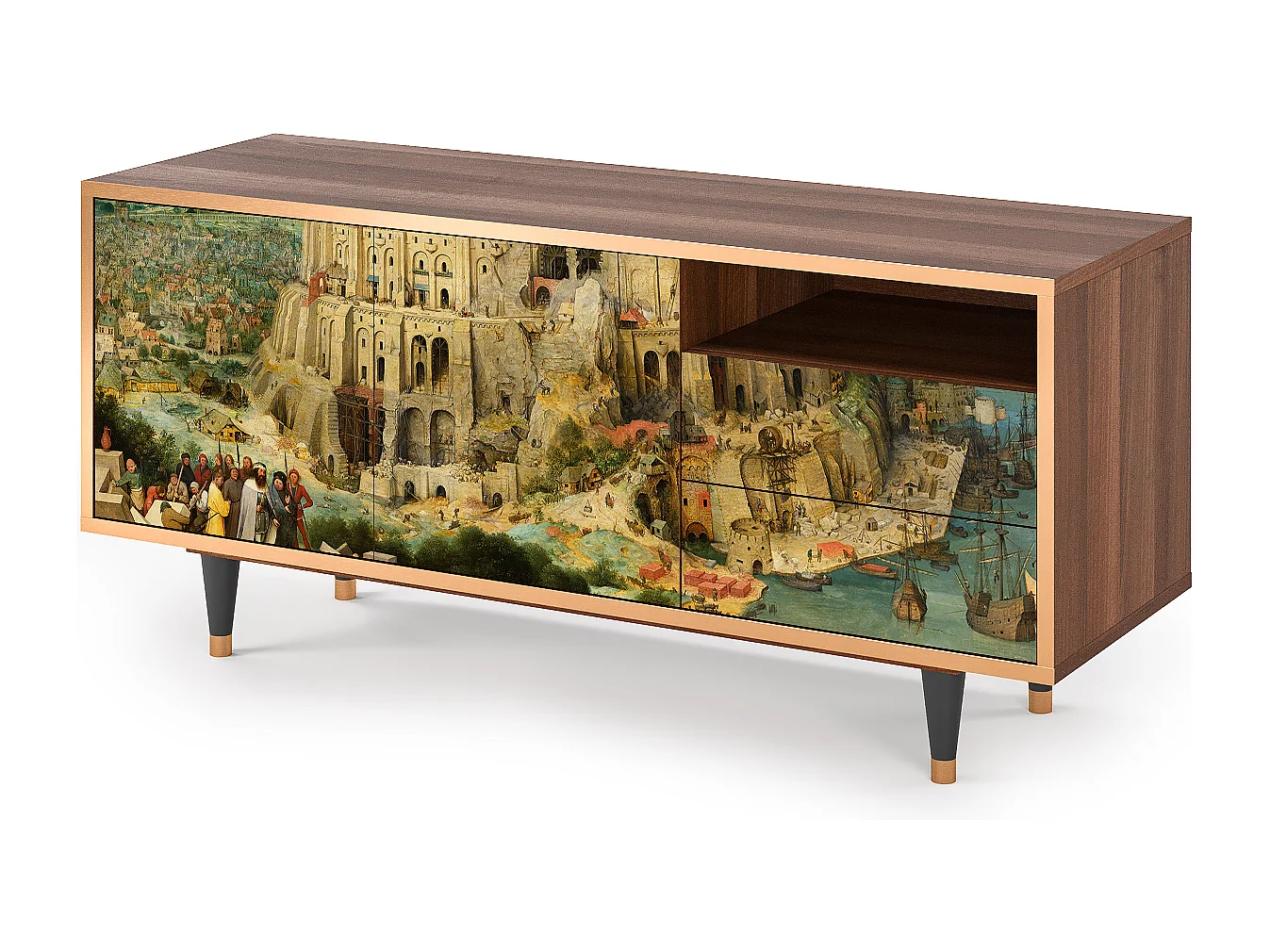 Meuble TV - 125х56х41 cm - T7 - Elder The Tower, Noyer