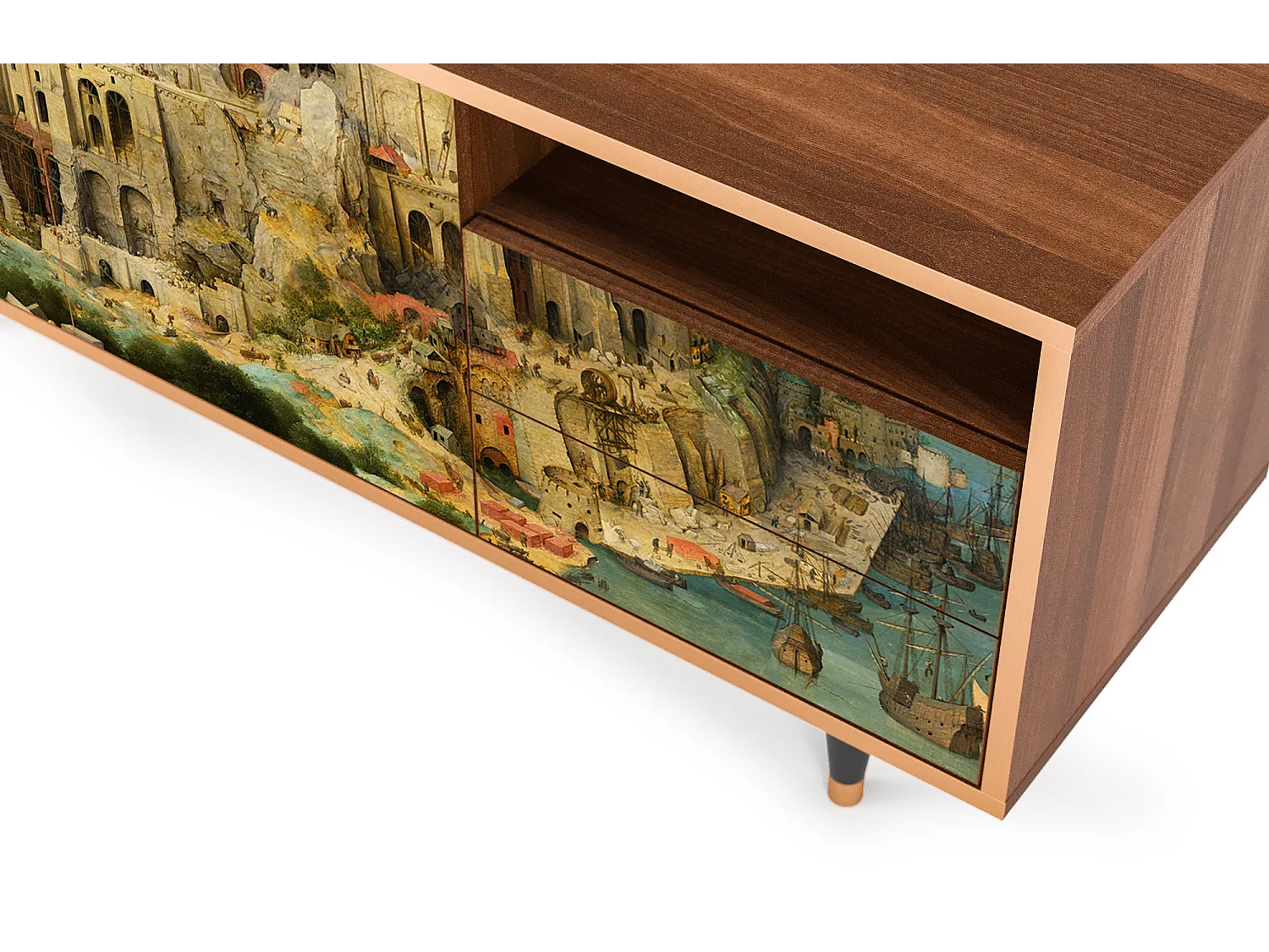 Meuble TV - 125х56х41 cm - T7 - Elder The Tower, Noyer