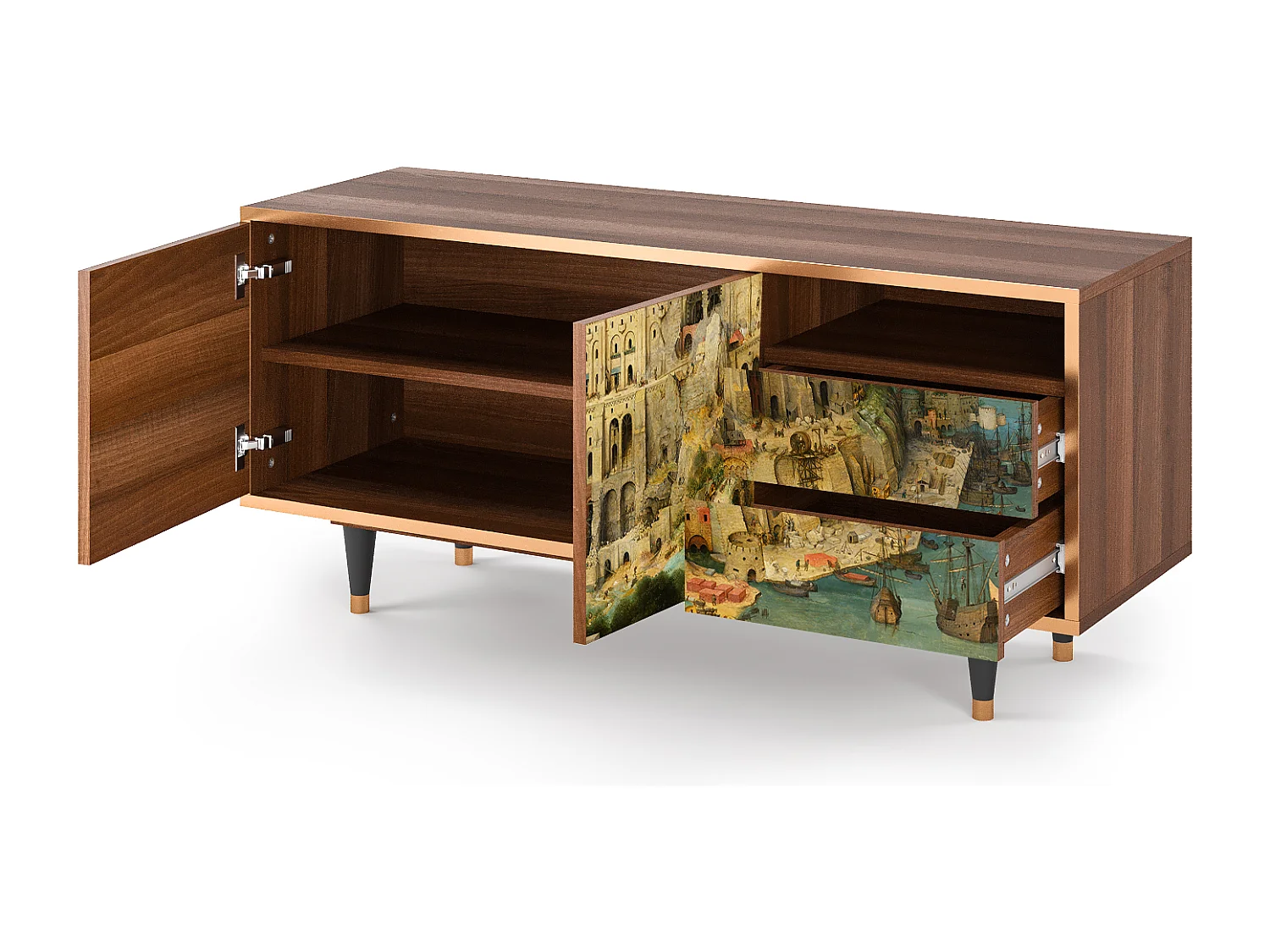 Meuble TV - 125х56х41 cm - T7 - Elder The Tower, Noyer