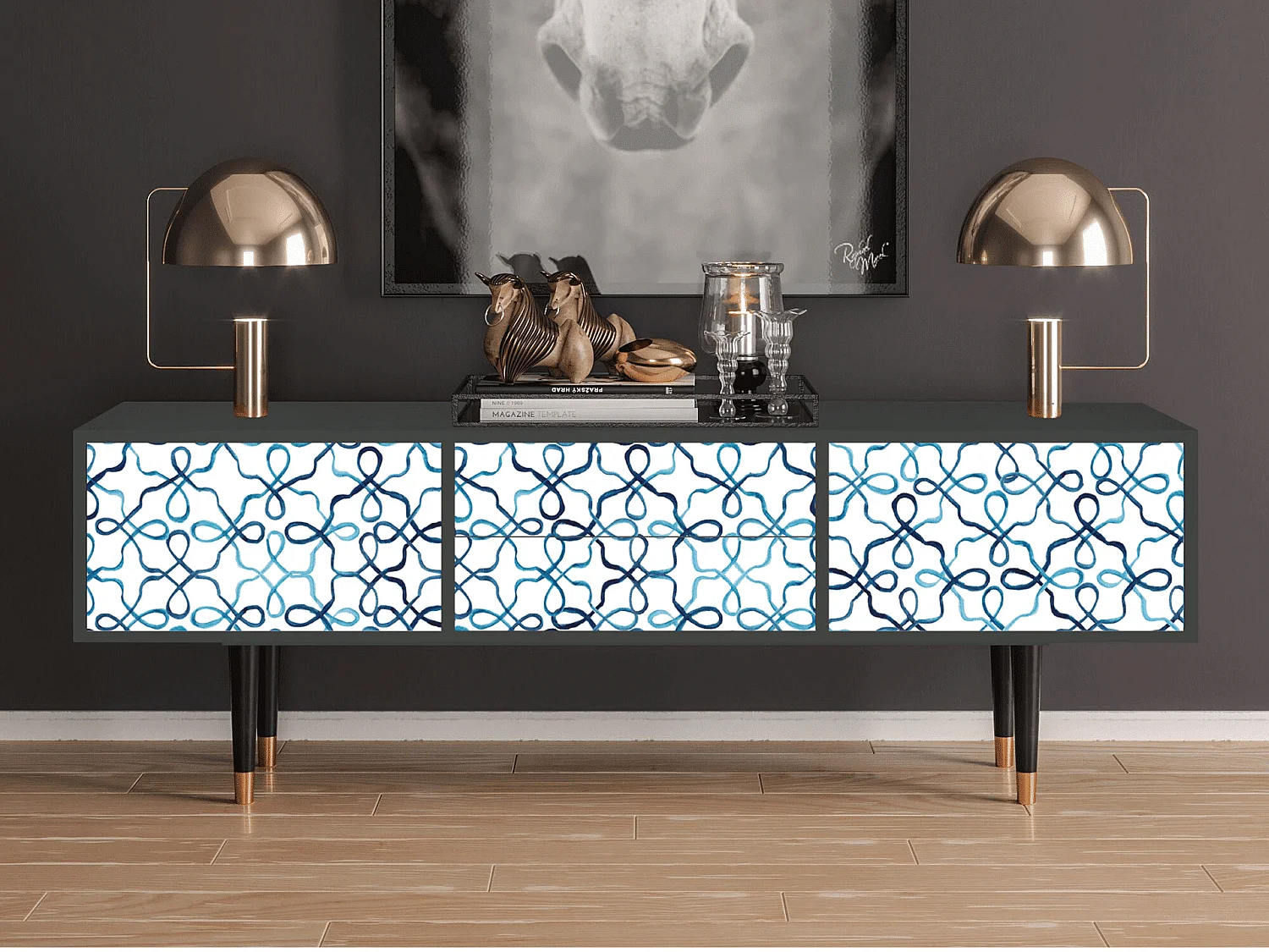 Szafka RTV - 170х59х48 cm - T4 - Marine Strings, Antracyt