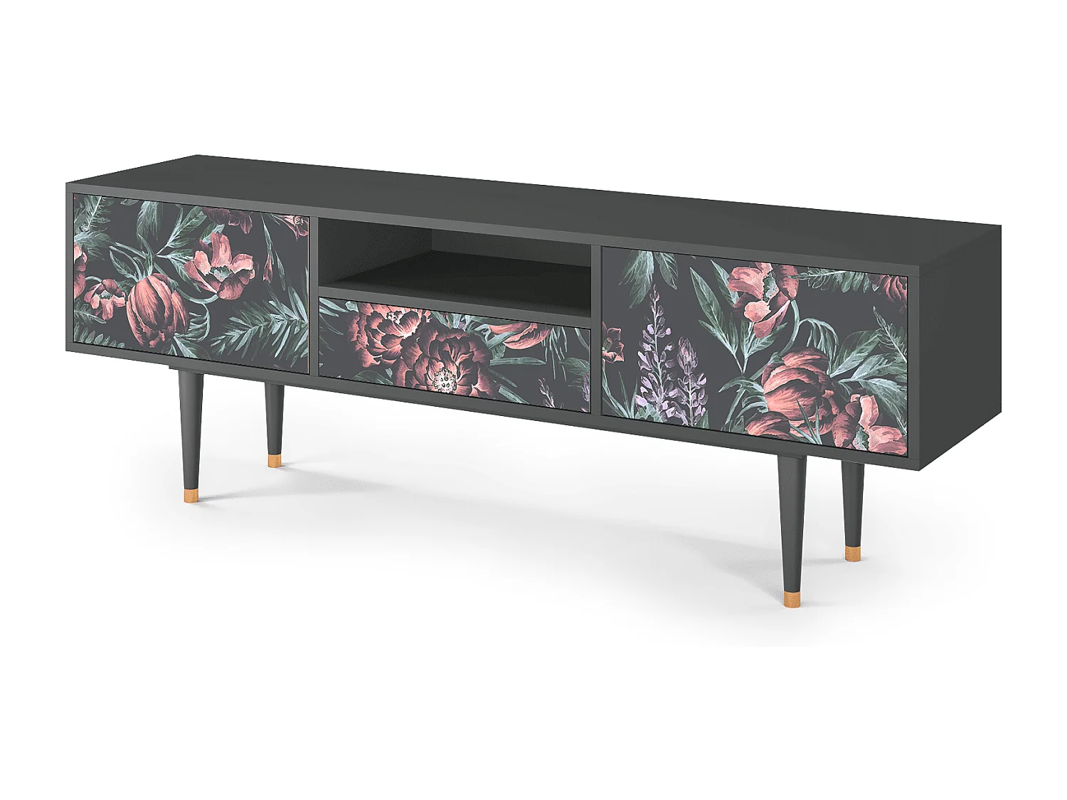Meuble TV - 170х59х41 cm - T6 - Dark Peonies, Anthracite