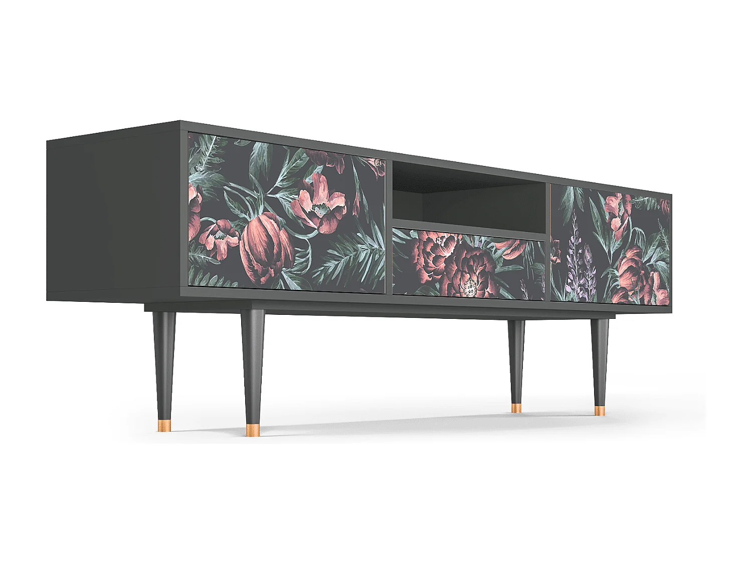Meuble TV - 170х59х41 cm - T6 - Dark Peonies, Anthracite