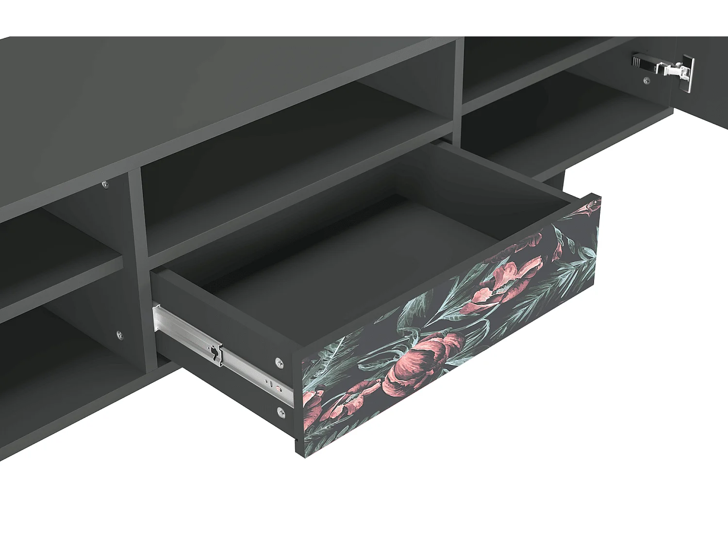 Meuble TV - 170х59х41 cm - T6 - Dark Peonies, Anthracite