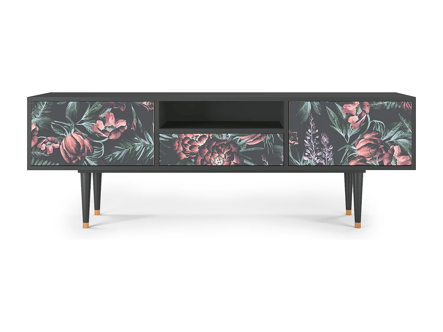 Mueble de TV - 170х59х41 cm - T6 - Dark Peonies, Antracita