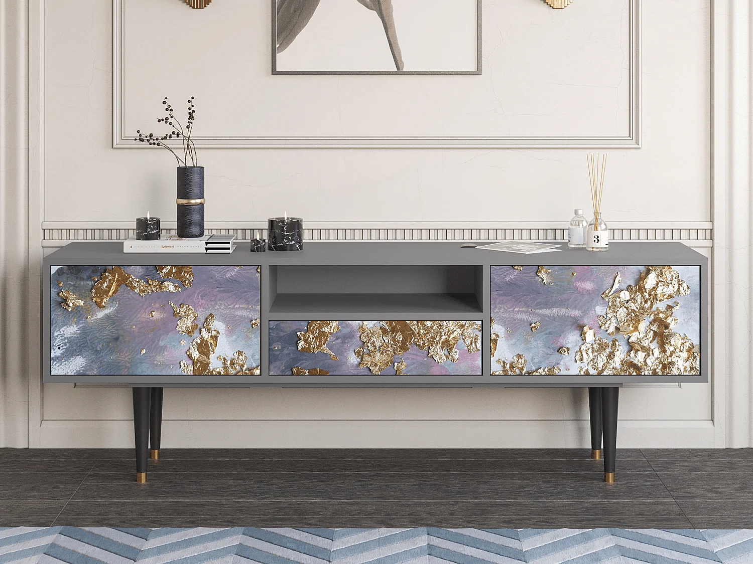 Meuble TV - 170х59х41 cm - T6 - Planet Earth, Gris