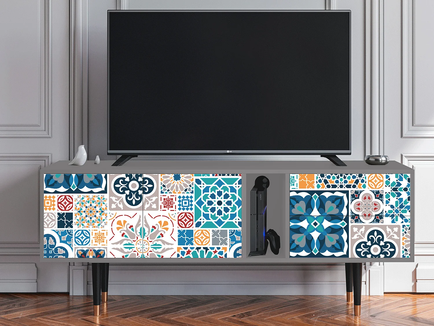 TV-meubel - 170х69х48 cm - T1 - Moroccan Market, Grijs