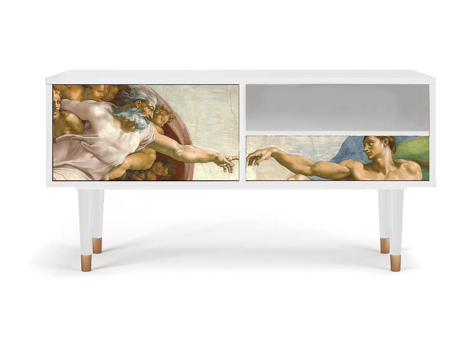 Szafka RTV - 115х59х48 cm - T3 - The Creation of Adam, Biały