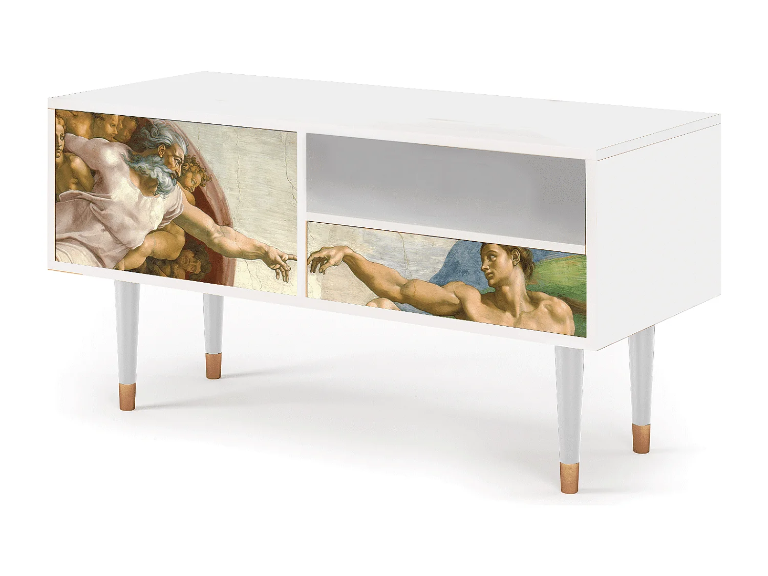 Szafka RTV - 115х59х48 cm - T3 - The Creation of Adam, Biały