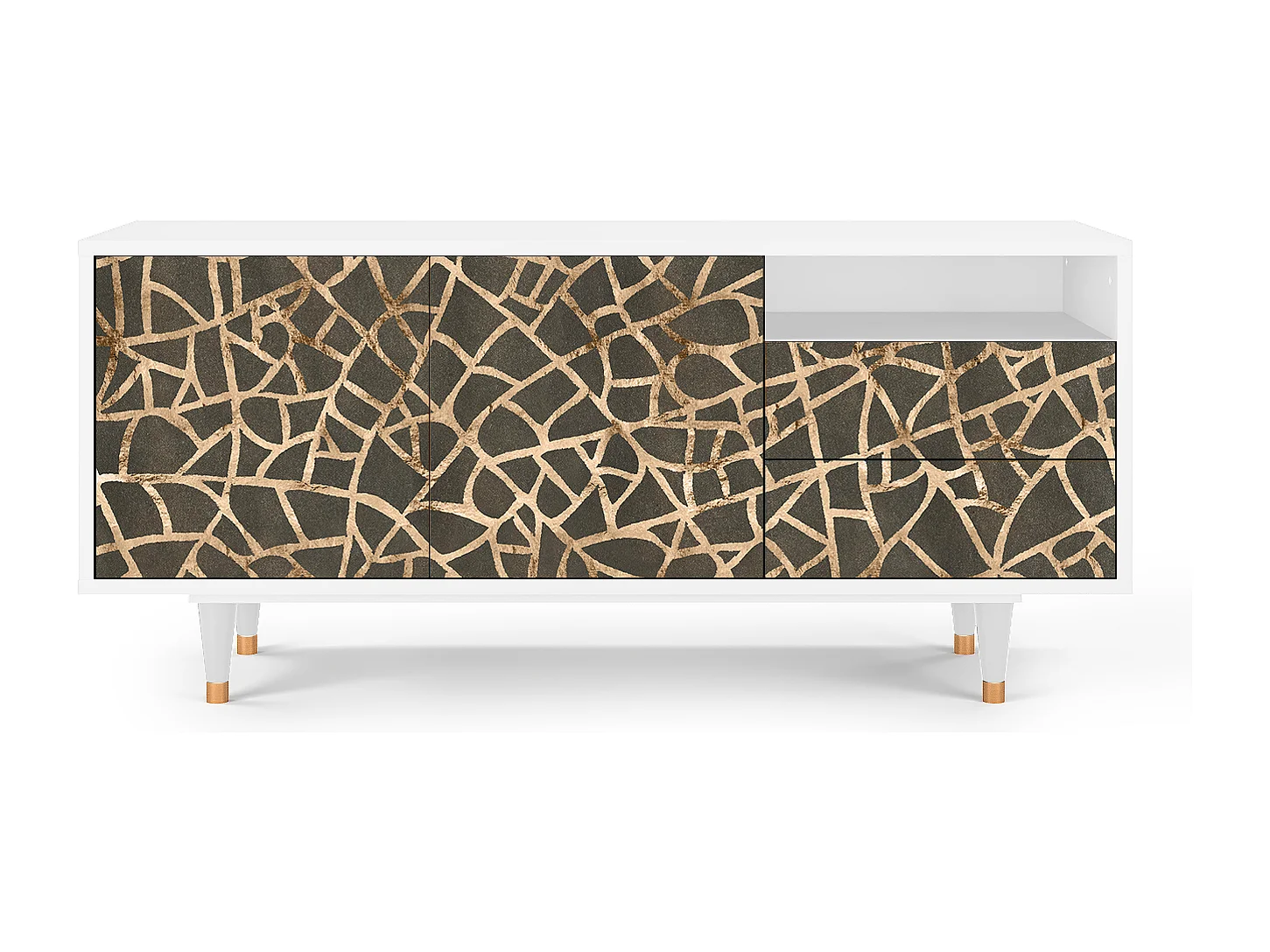 Mueble de TV - 125х56х41 cm - T7 - Enlarged Leaf, Blanco