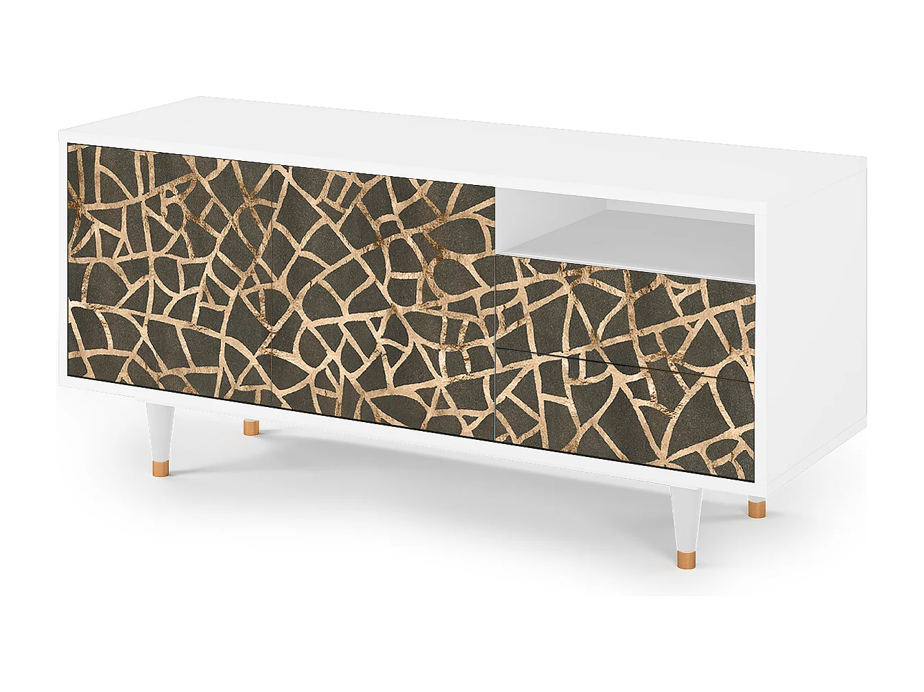 Mueble de TV - 125х56х41 cm - T7 - Enlarged Leaf, Blanco