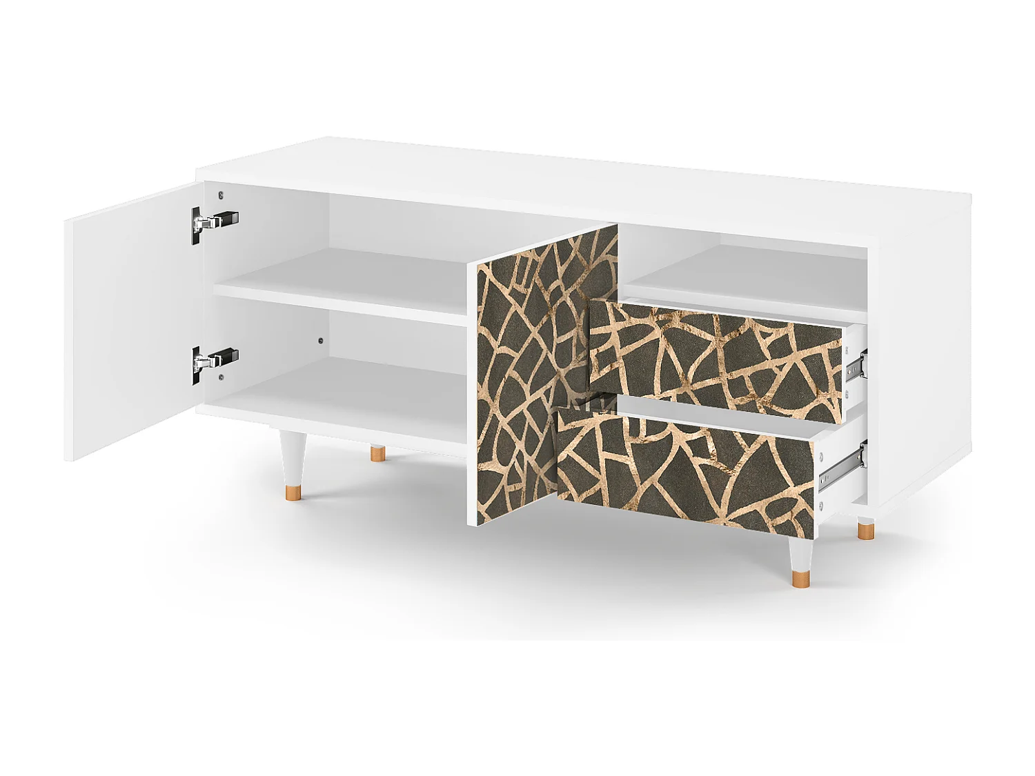 Mueble de TV - 125х56х41 cm - T7 - Enlarged Leaf, Blanco