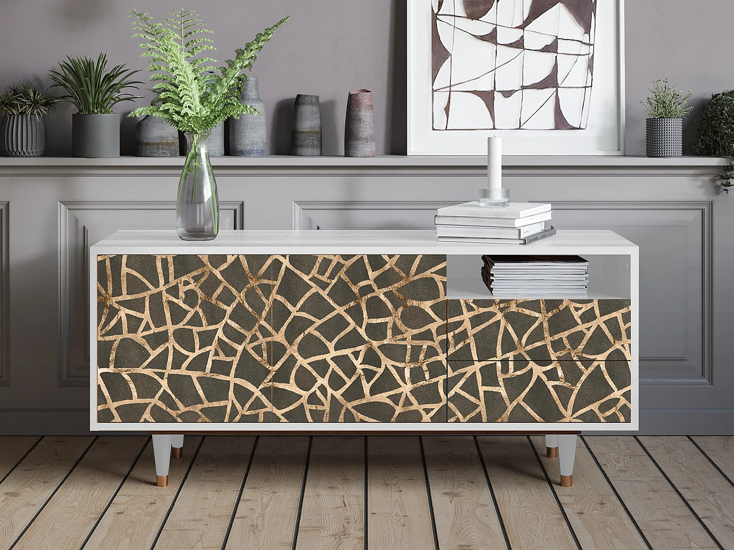 TV-meubel - 125х56х41 cm - T7 - Enlarged Leaf, Wit