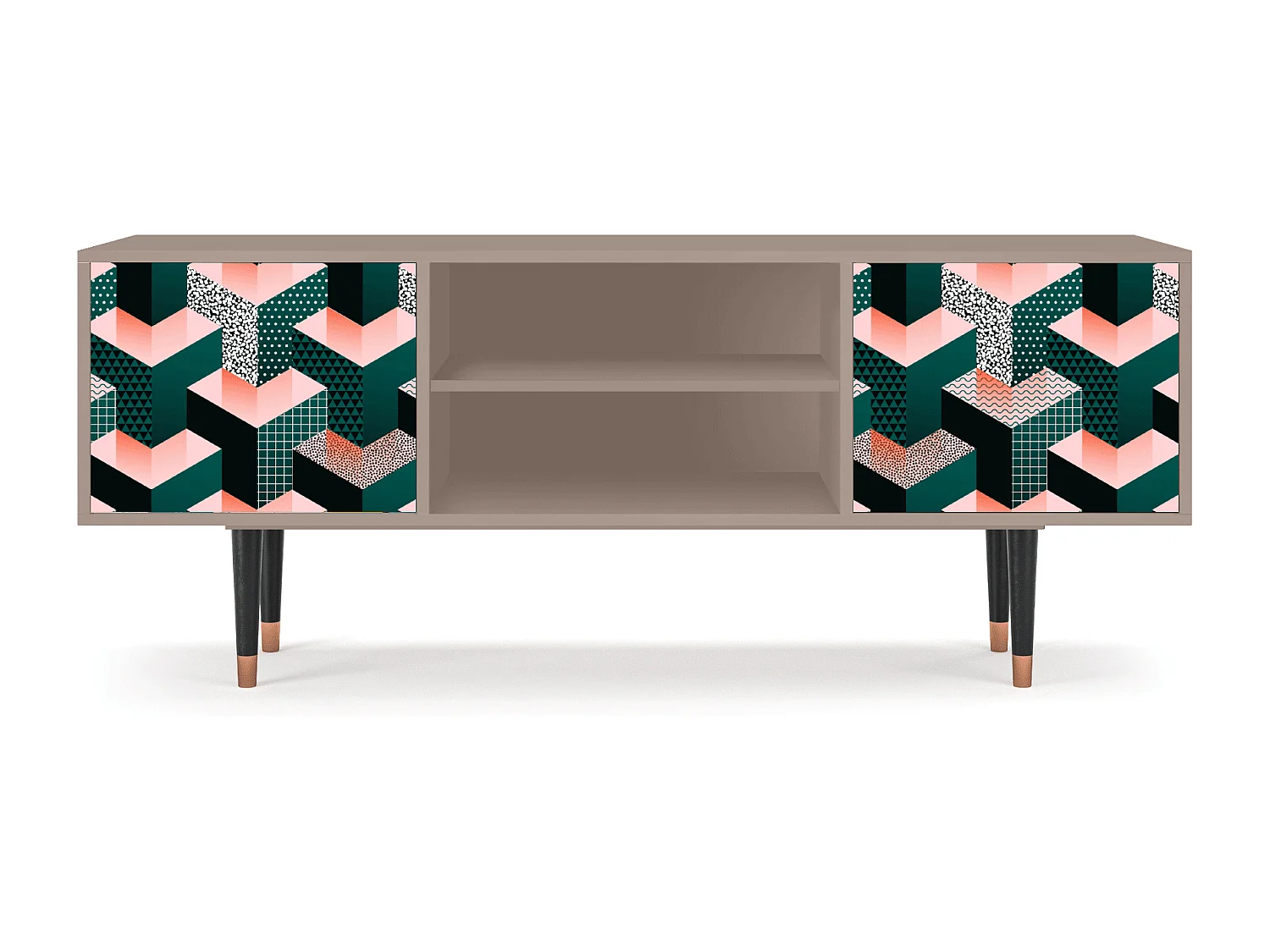 Meuble TV - 170х69х48 cm - T2 - Geometric Madness, Latte