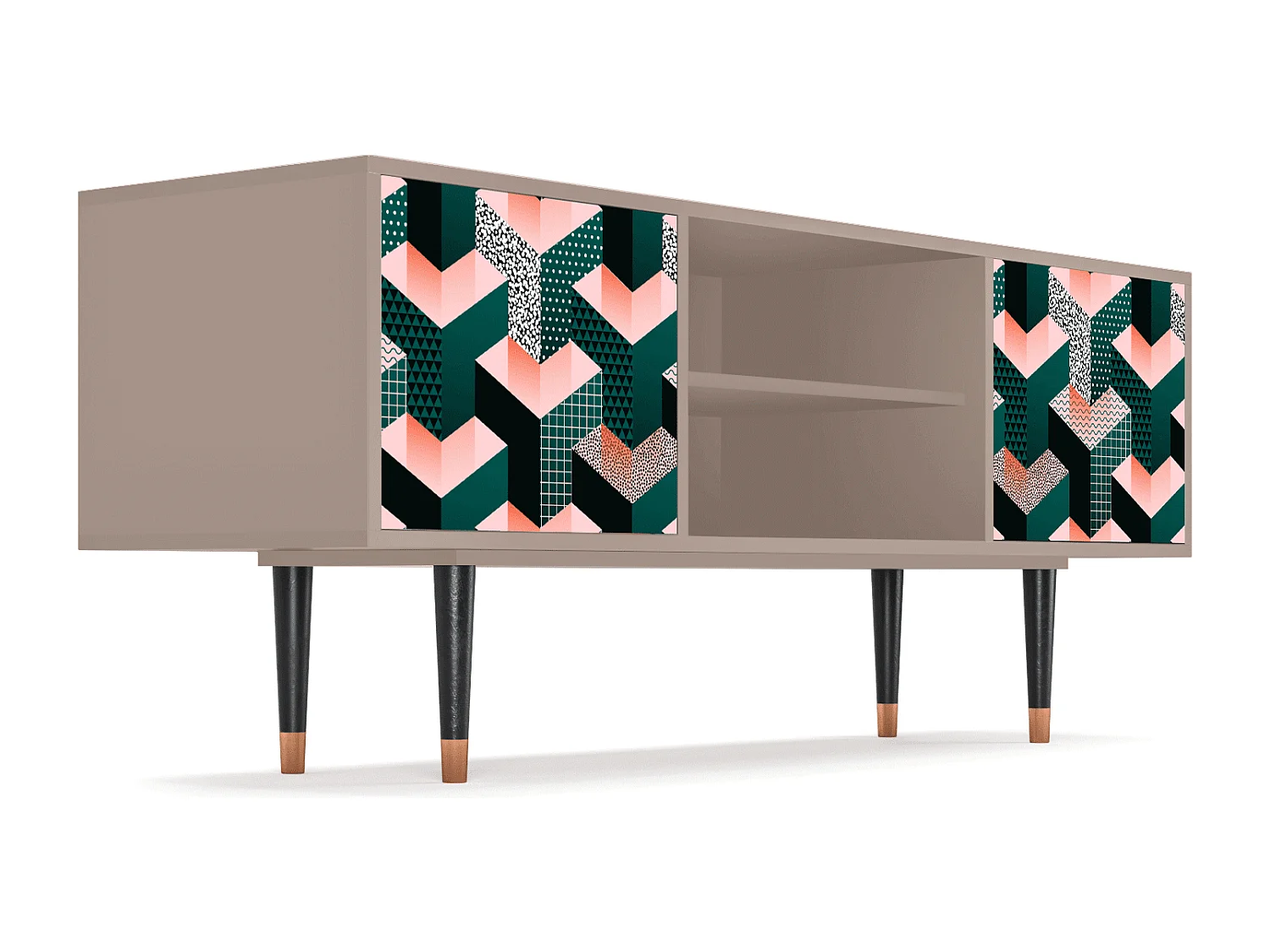 Meuble TV - 170х69х48 cm - T2 - Geometric Madness, Latte