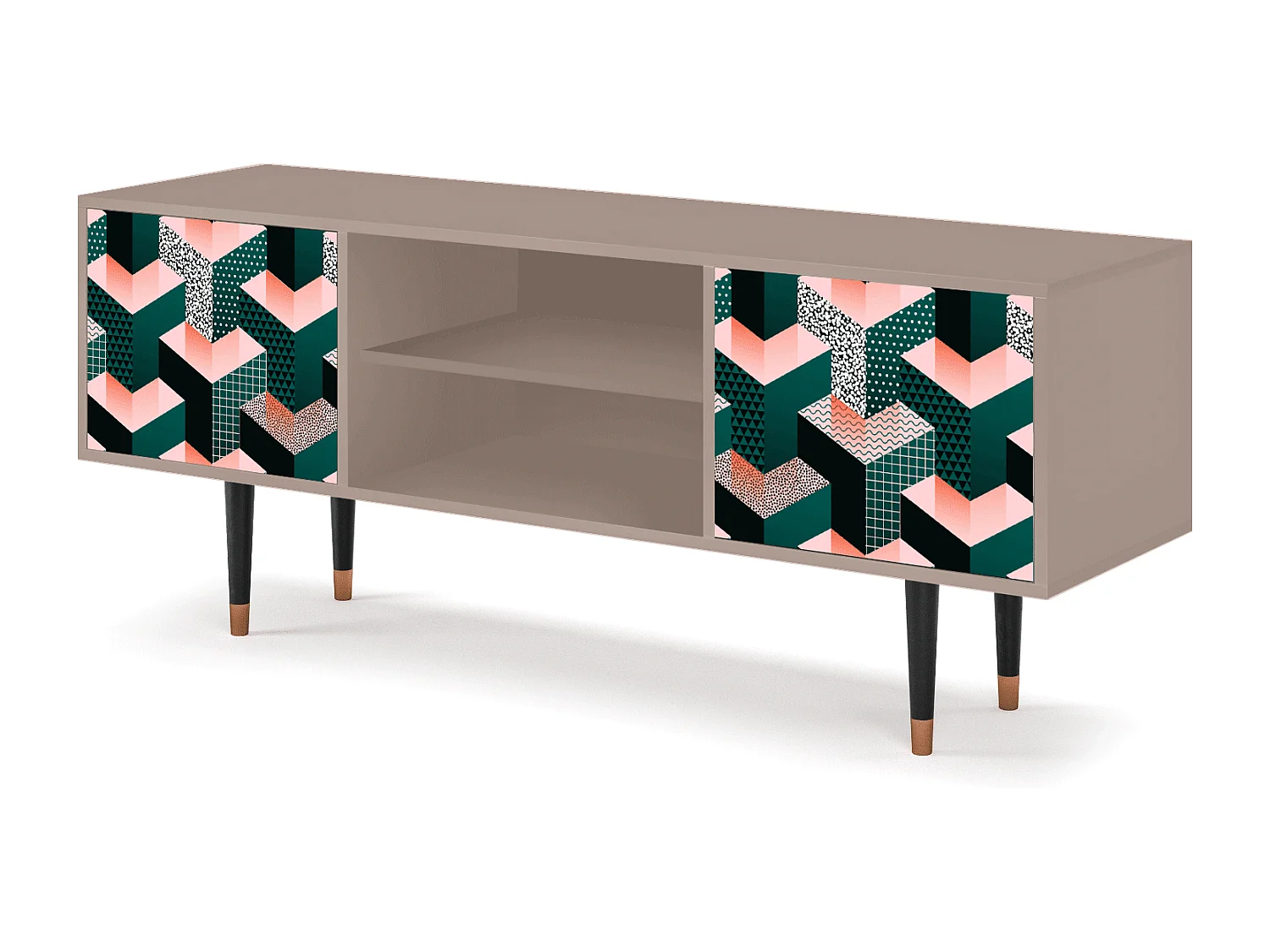 Meuble TV - 170х69х48 cm - T2 - Geometric Madness, Latte