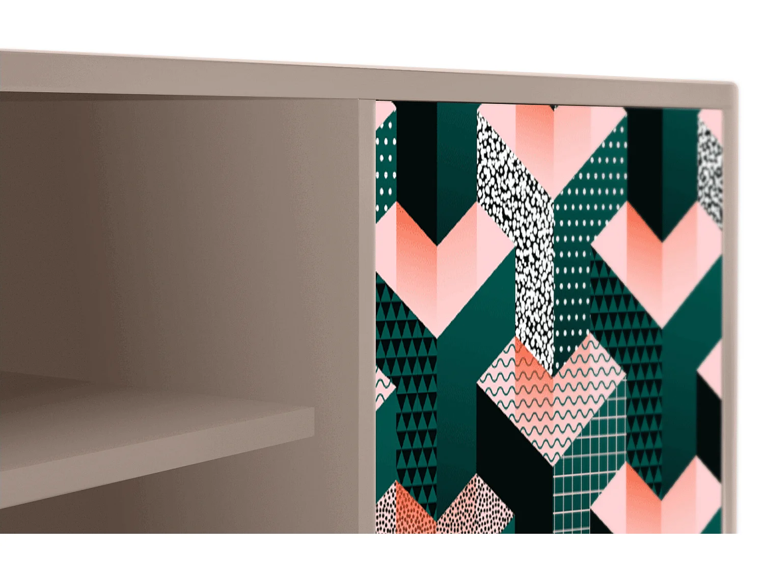 Meuble TV - 170х69х48 cm - T2 - Geometric Madness, Latte