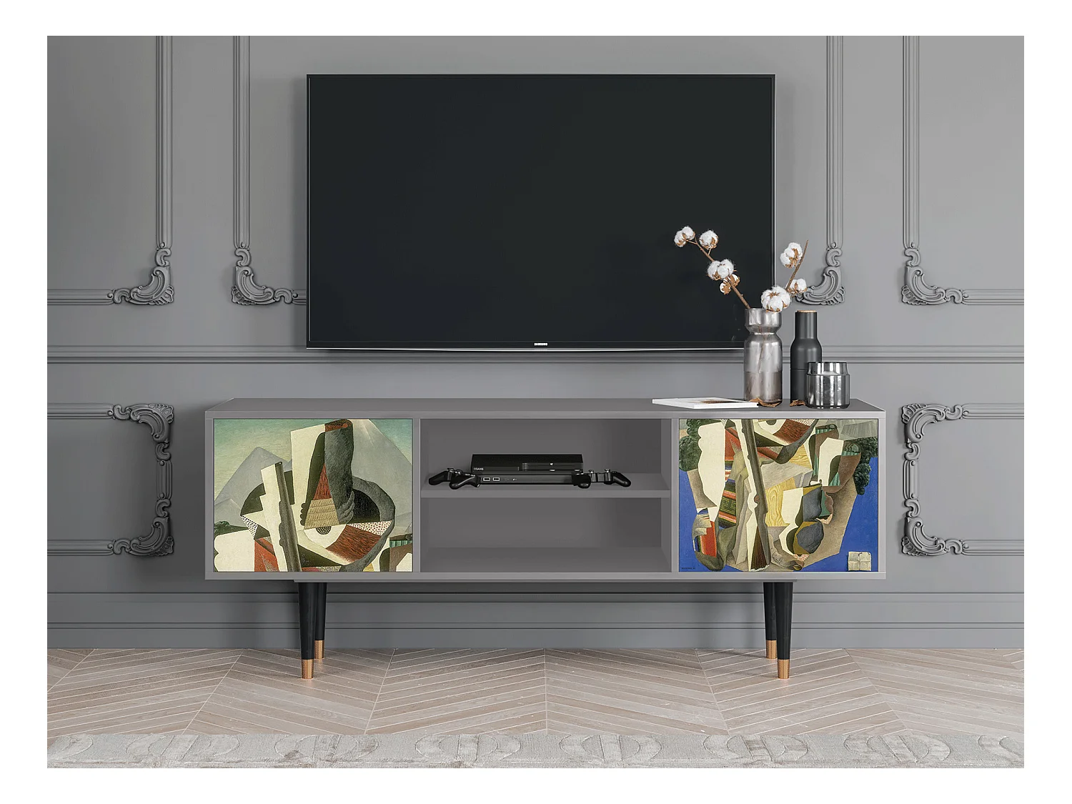 TV-Möbel - 170х69х48 cm - T2 - The Cubist Paintings , Grau