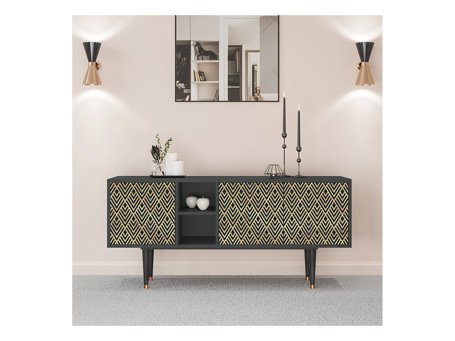 TV-Möbel - 150х69х41 cm - T5 - Egypt Triangles, Anthrazit