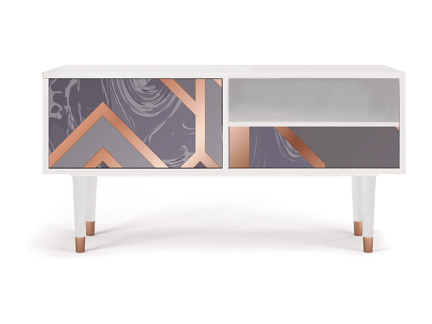 Meuble TV - 115х59х48 cm - T3 - Taupe Anatomy, Blanc