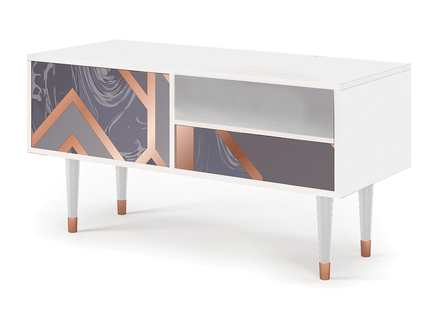 Meuble TV - 115х59х48 cm - T3 - Taupe Anatomy, Blanc