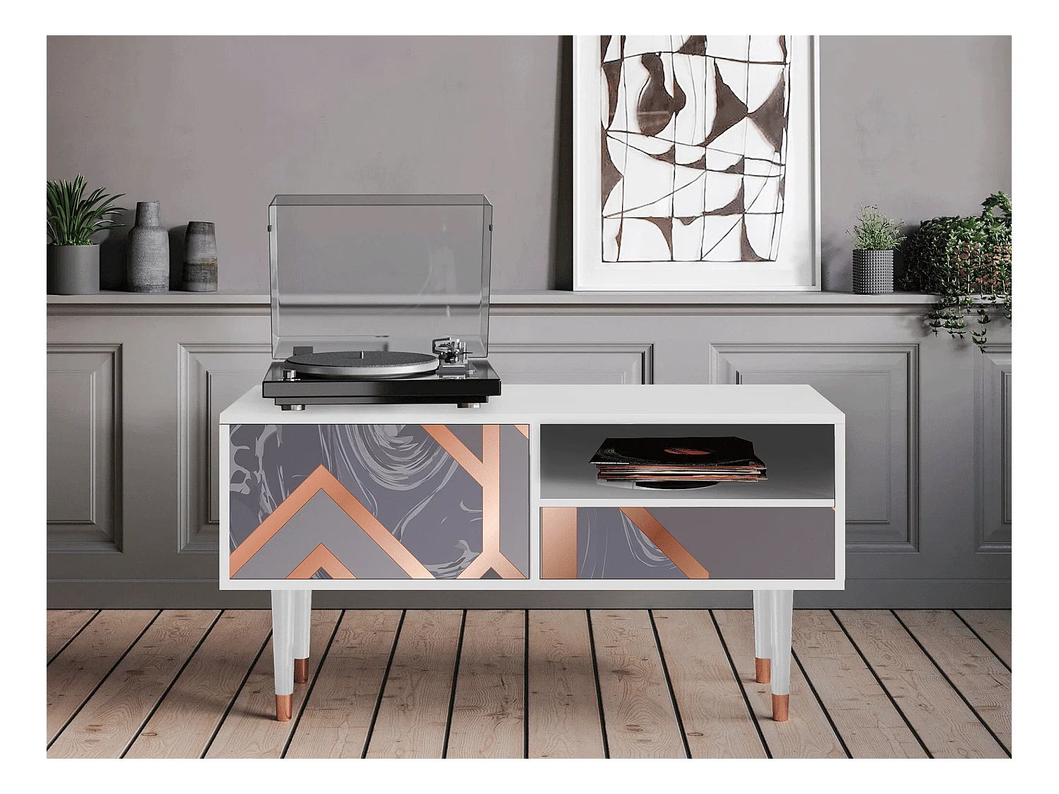 Mobile TV - 115х59х48 cm - T3 - Taupe Anatomy, Bianco