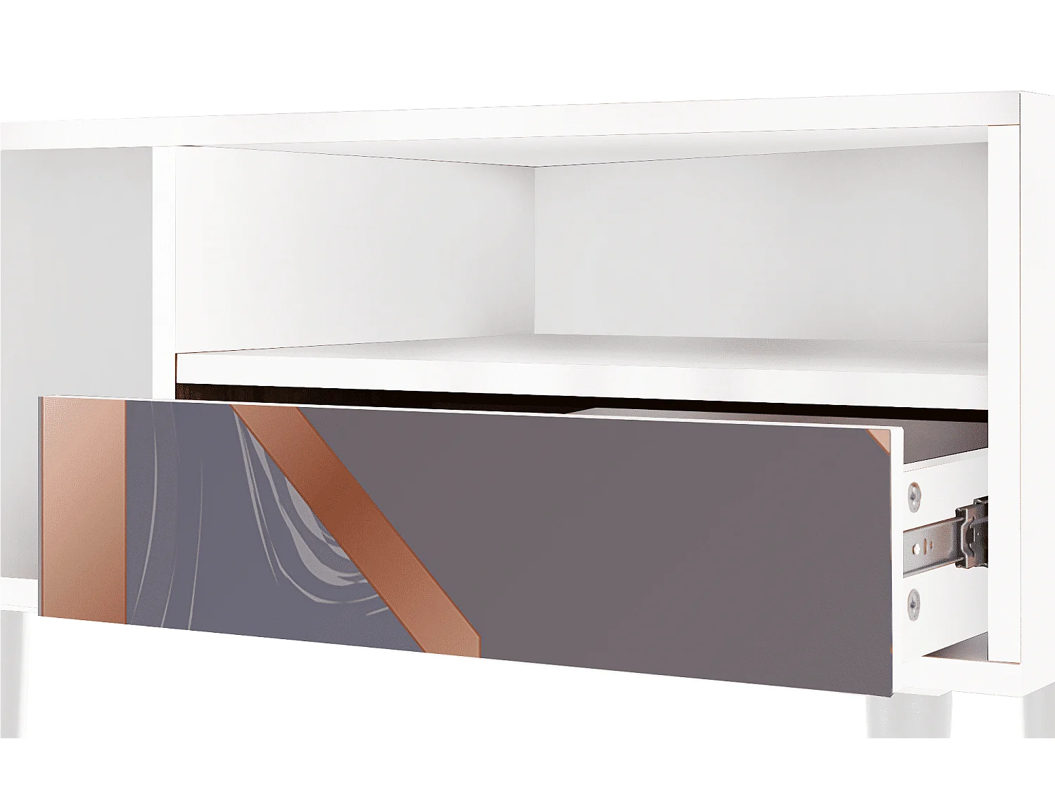 Mueble de TV - 115х59х48 cm - T3 - Taupe Anatomy, Blanco