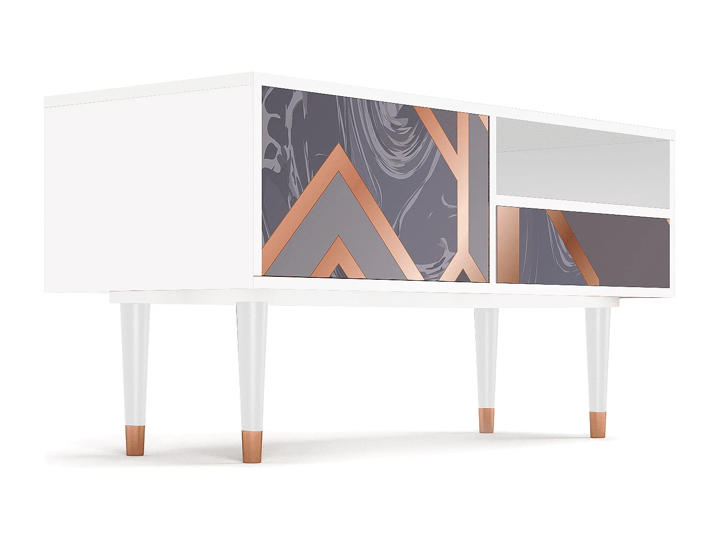 Meuble TV - 115х59х48 cm - T3 - Taupe Anatomy, Blanc