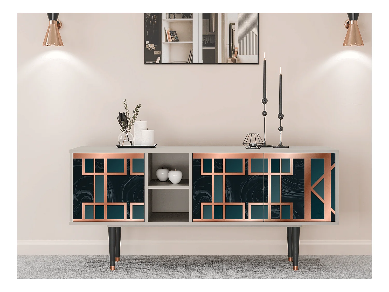 Meuble TV - 150х69х41 cm - T5 - Emerald Metro, Sable