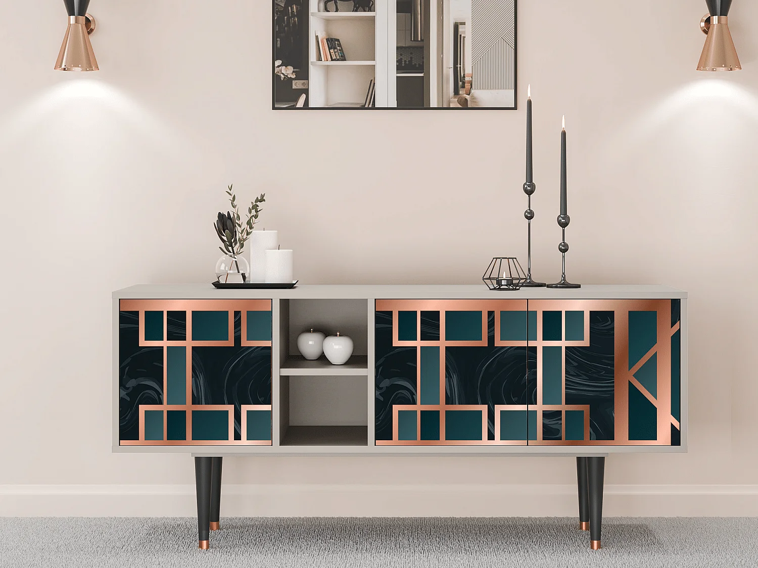 Meuble TV - 150х69х41 cm - T5 - Emerald Metro, Sable