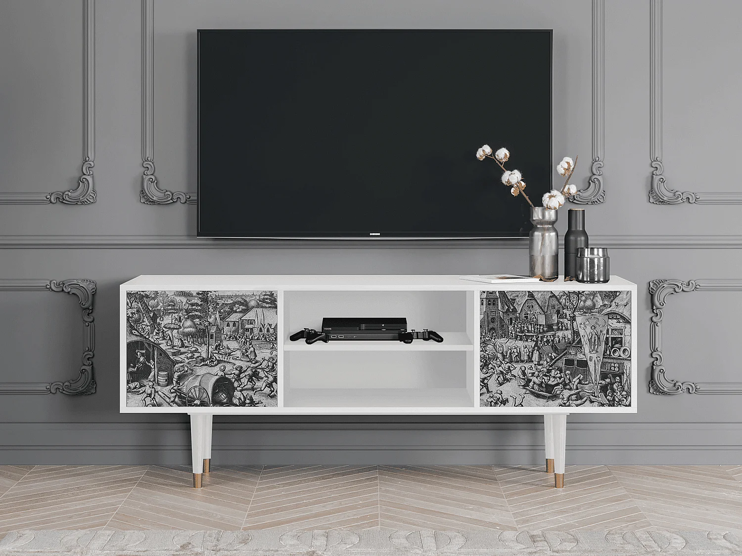 Mobile TV - 170х69х48 cm - T2 - The Festival of Saint, Bianco