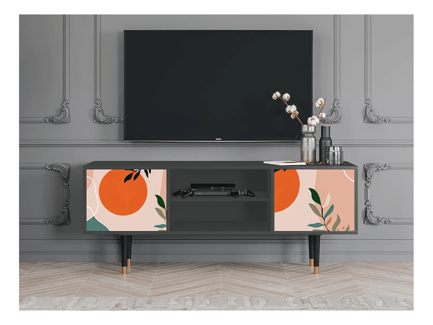 Szafka RTV - 170х69х48 cm - T2 - Artwork, Antracyt