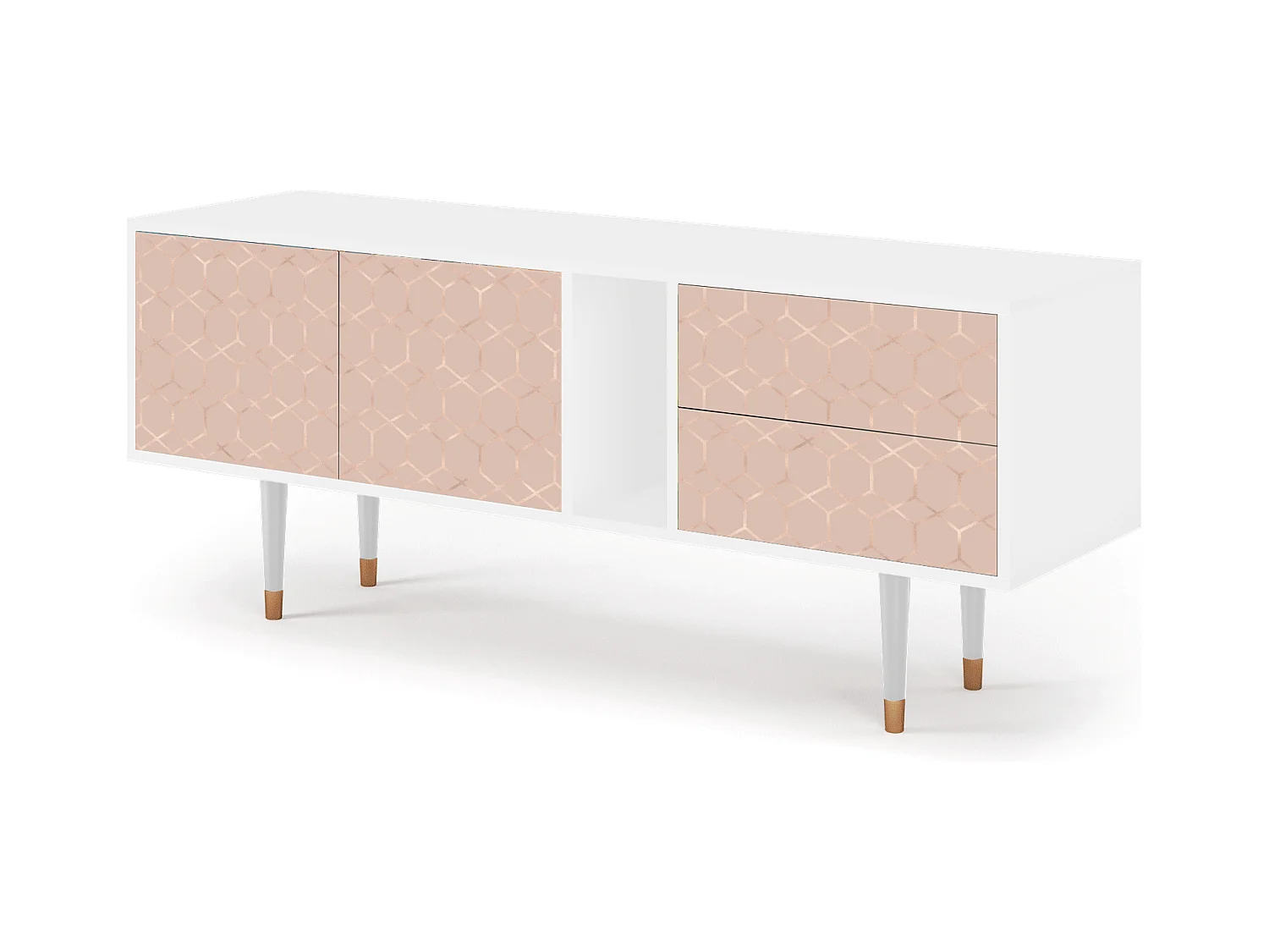 TV-Möbel - 170х69х48 cm - T1 - Rose Honeycomb, Weiß