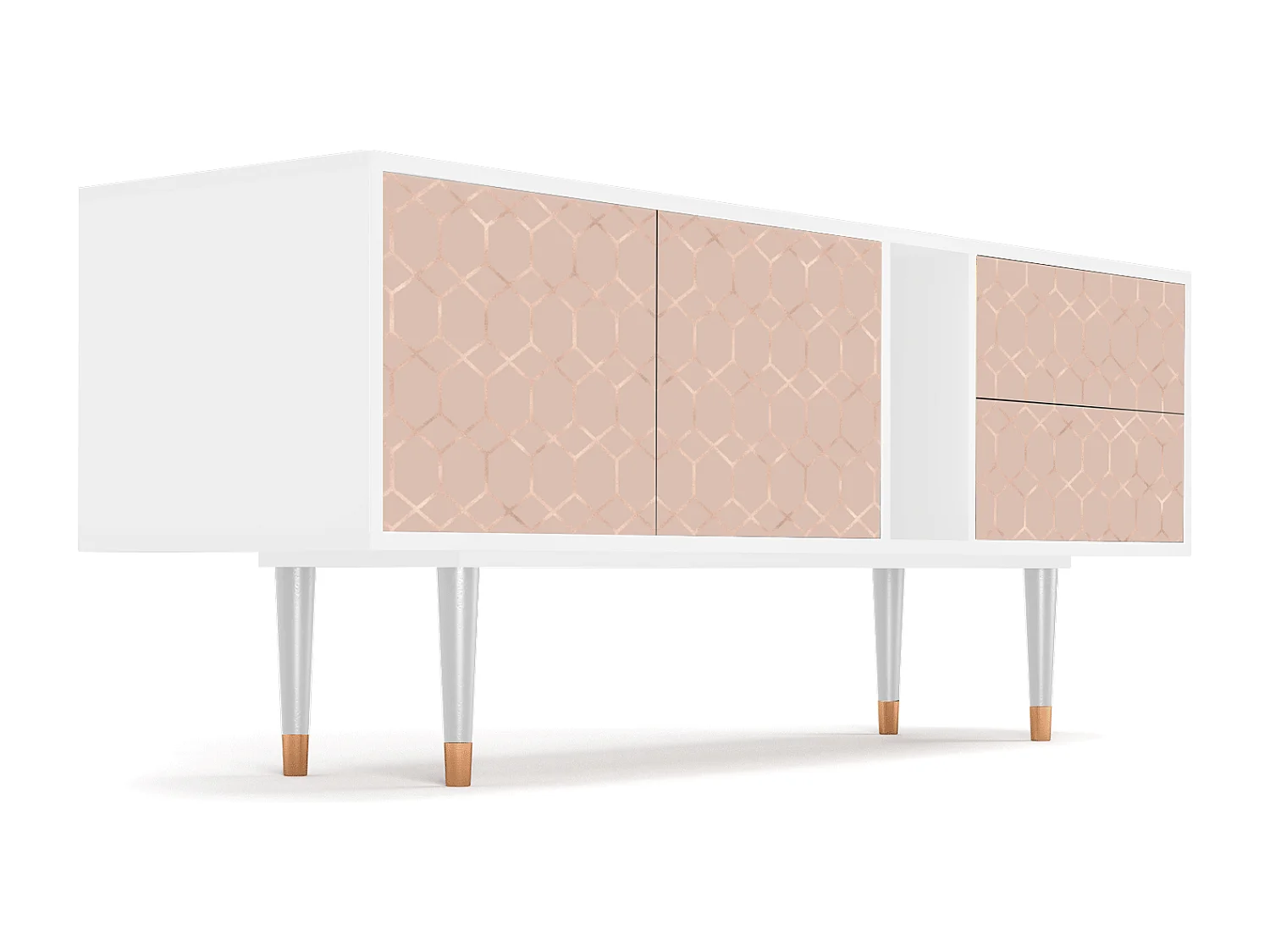 TV-Möbel - 170х69х48 cm - T1 - Rose Honeycomb, Weiß