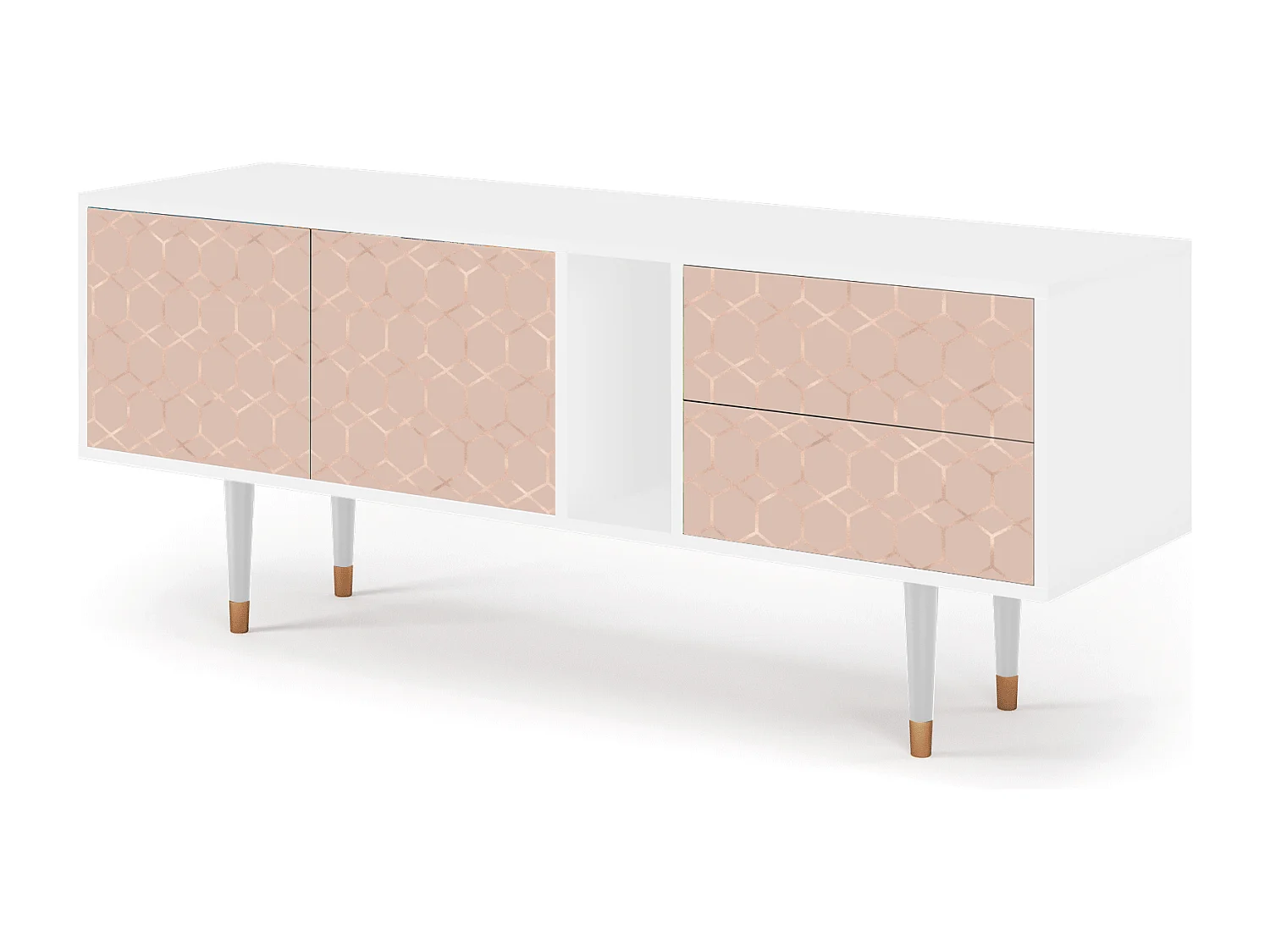 Mobile TV - 170х69х48 cm - T1 - Rose Honeycomb, Bianco