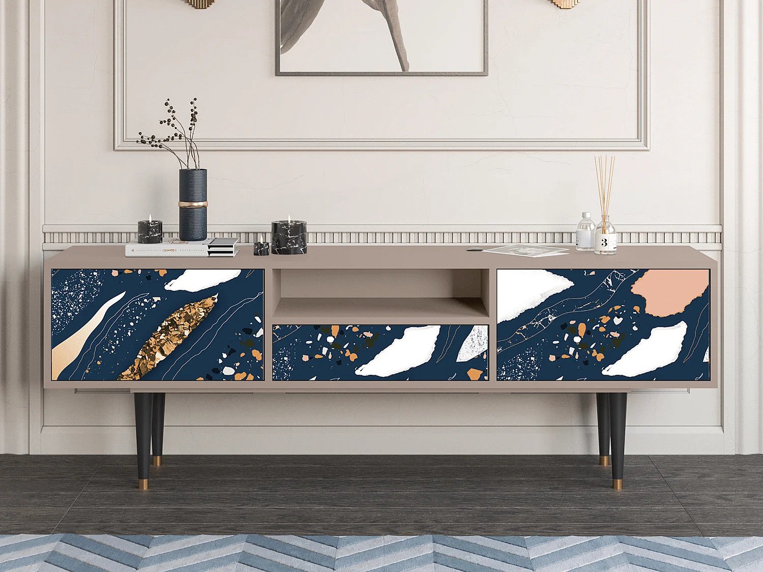 Meuble TV - 170х59х41 cm - T6 - Nude Iceberg, Latte