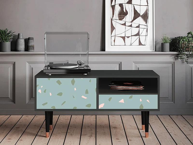 Mobile TV - 115х59х48 cm - T3 - Blue Drops, Antracite