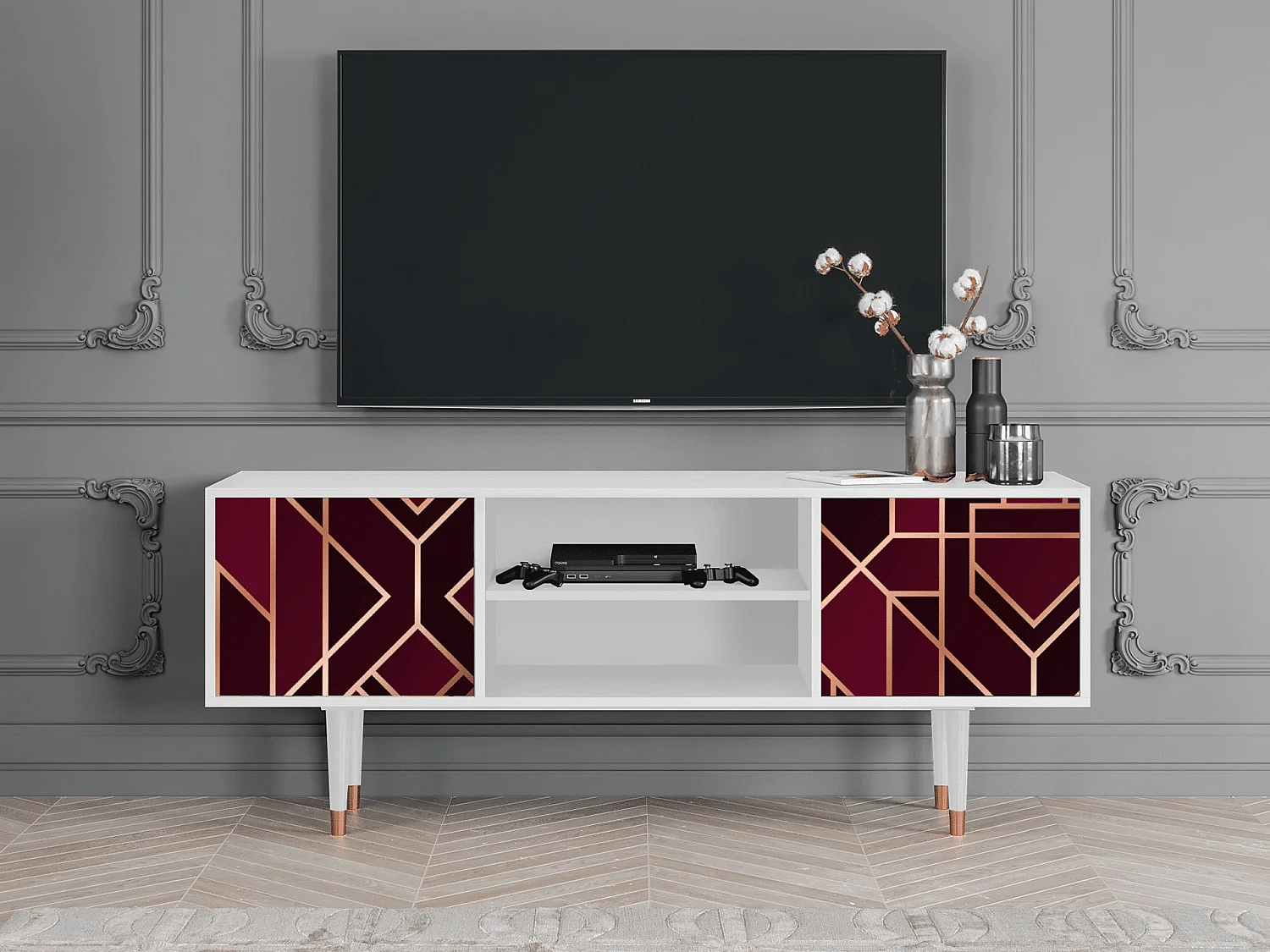 TV-Möbel - 170х69х48 cm - T2 - Burgundy Jewelery, Weiß
