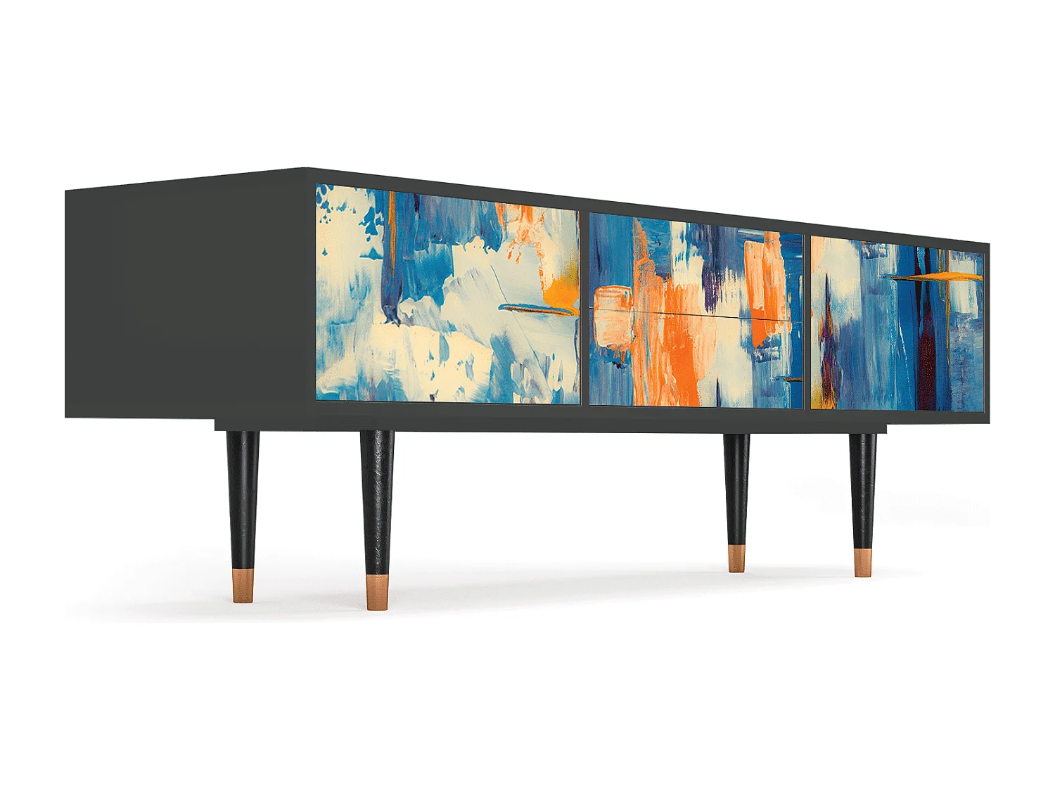 Meuble TV - 170х59х48 cm - T4 - Abstract Expressionism, Anthracite