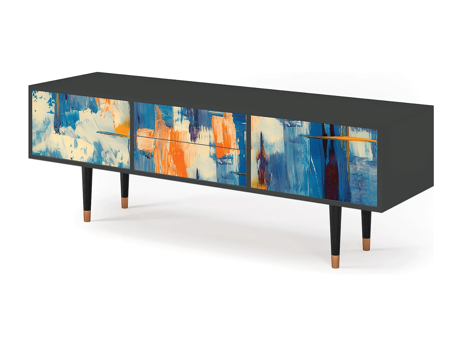 Meuble TV - 170х59х48 cm - T4 - Abstract Expressionism, Anthracite