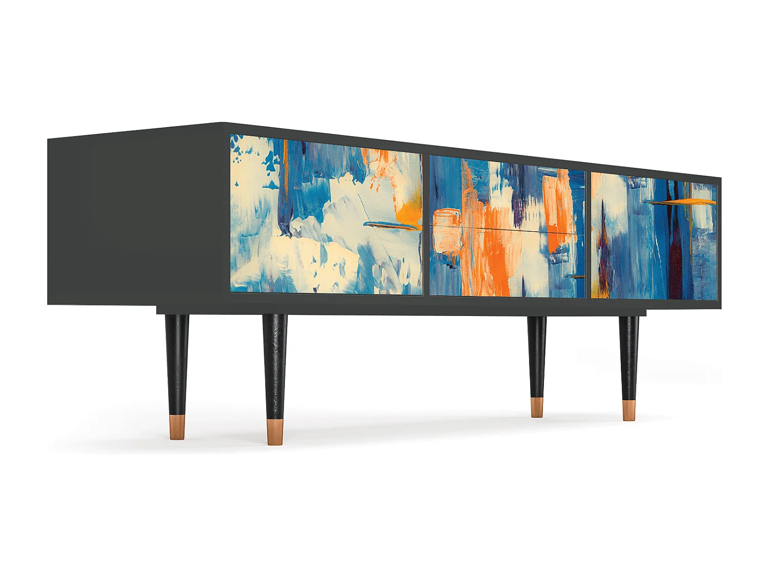 Meuble TV - 170х59х48 cm - T4 - Abstract Expressionism, Anthracite